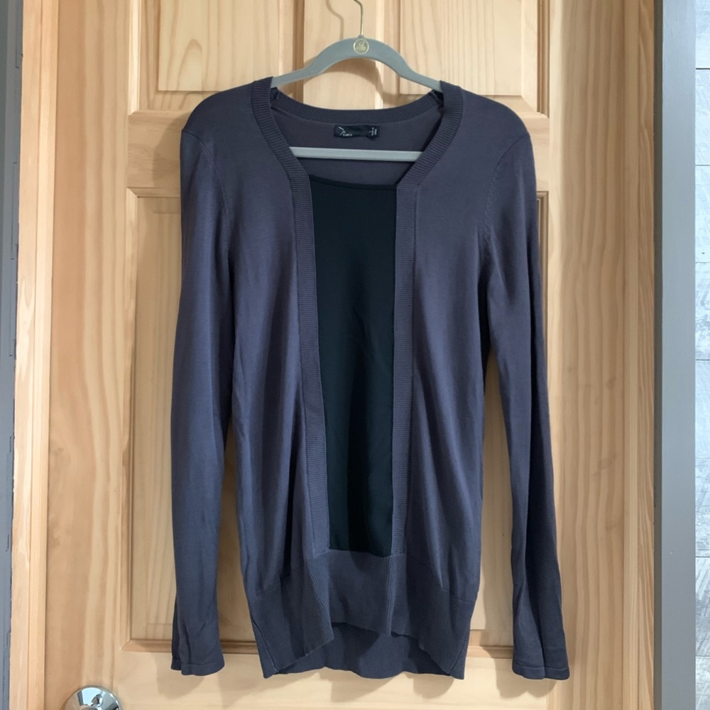 Noir Grey with Black Contrast Sweater, Size Large